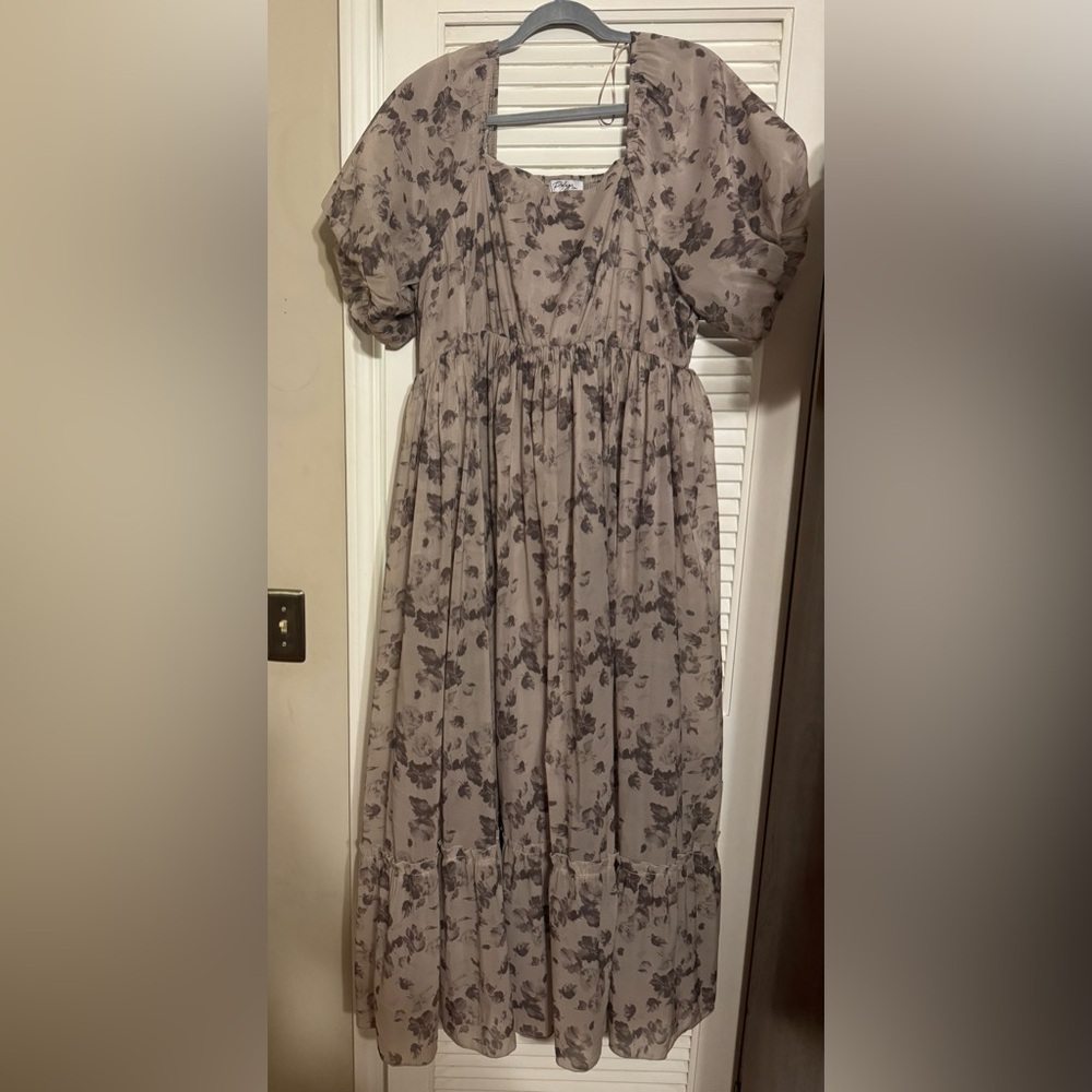 Maternity Floral Gray Maxi Dress